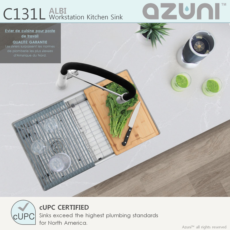 AZUNI Undermount 30 inch Stainless Steel Single Bowl Kitchen Sink